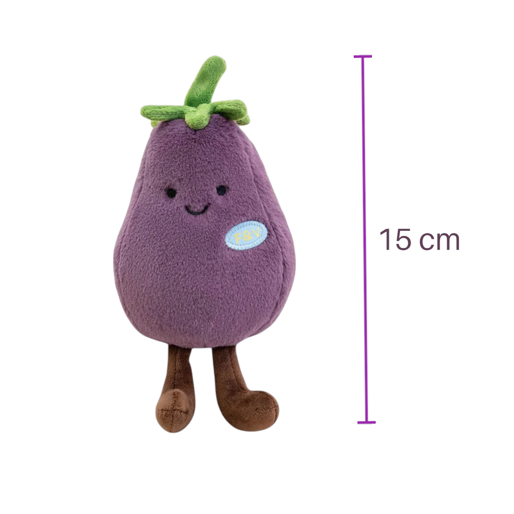 Aubergine kawaii Kuscheltier schelmisch Die Kuschelecke