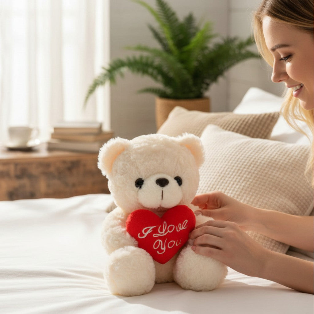 Bear Plush Toy with Red Heart Kuscheltier Club