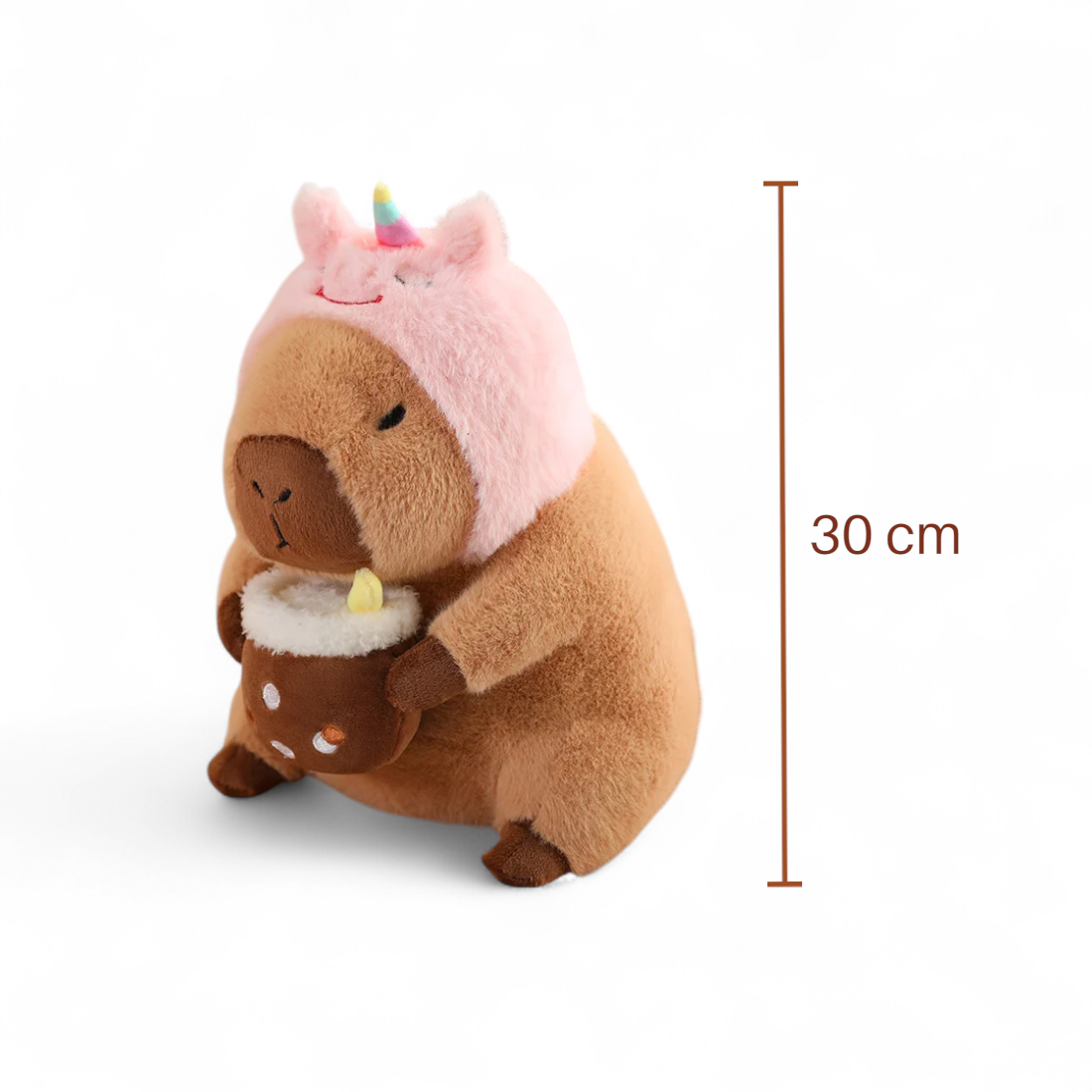 Capybara Kuscheltier mit Getränk und lustigem Mütze Die Kuschelecke