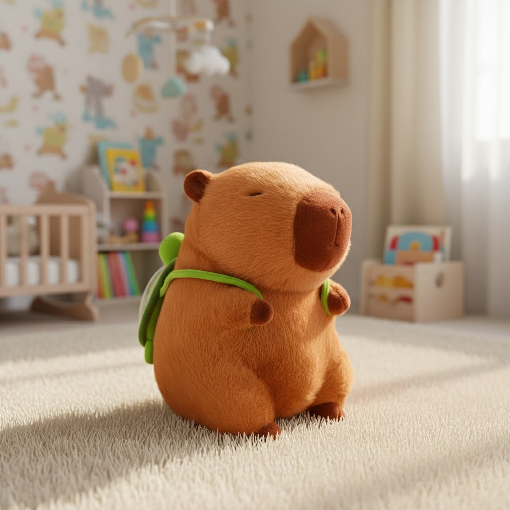 Capybara Kuscheltier mit Schildkröten-Rucksack Die Kuschelecke