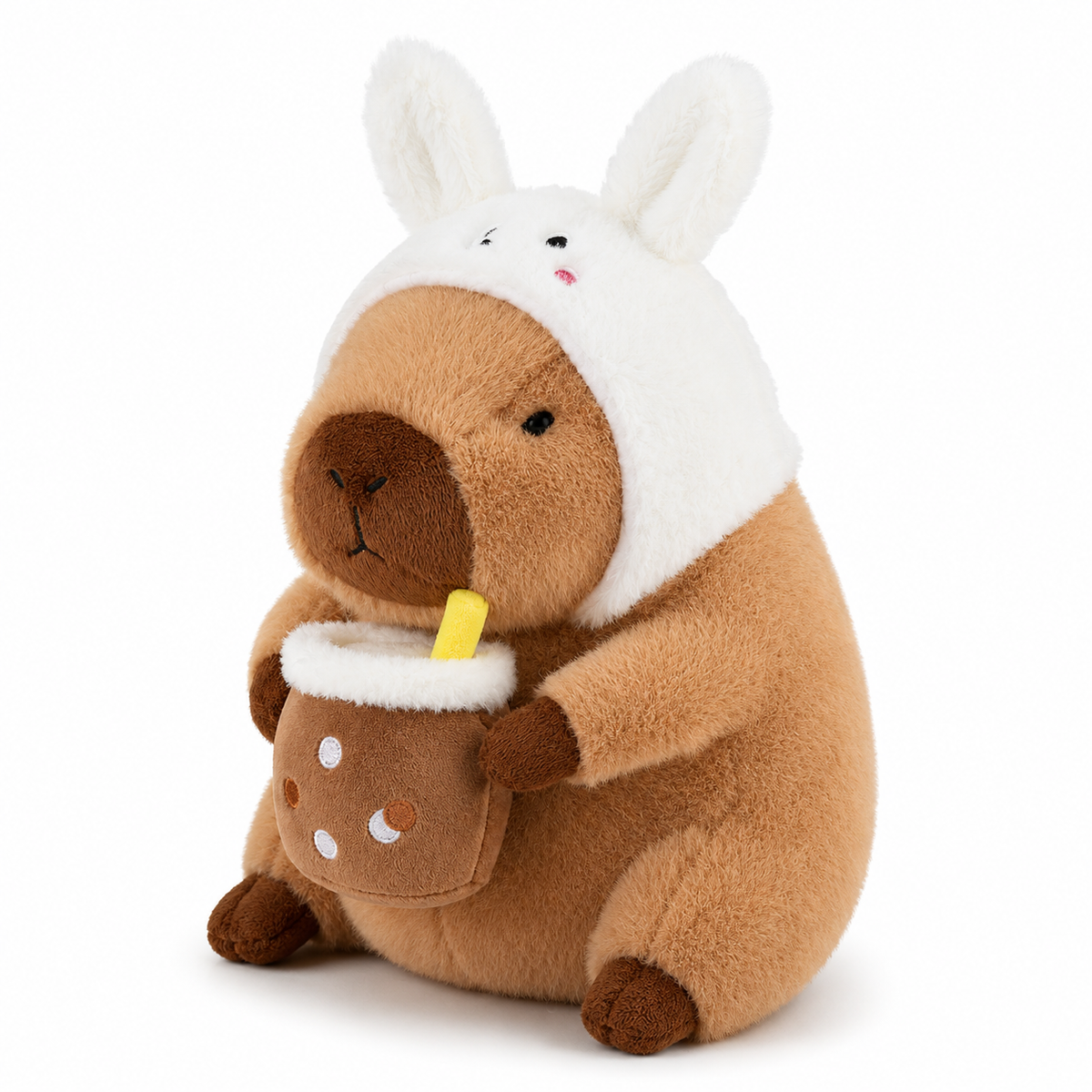 Capybara Plüschtier das eine Kokosnuss trinkt Die Kuschelecke