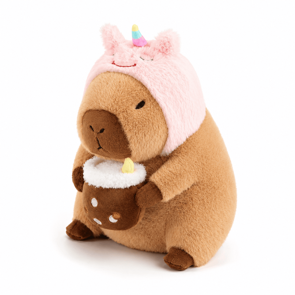 Capybara Plüschtier mit Einhornhut Die Kuschelecke