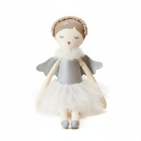 Engel Puppe Kuscheltier silbernes Tüllkleid silberne Flügel Die Kuschelecke