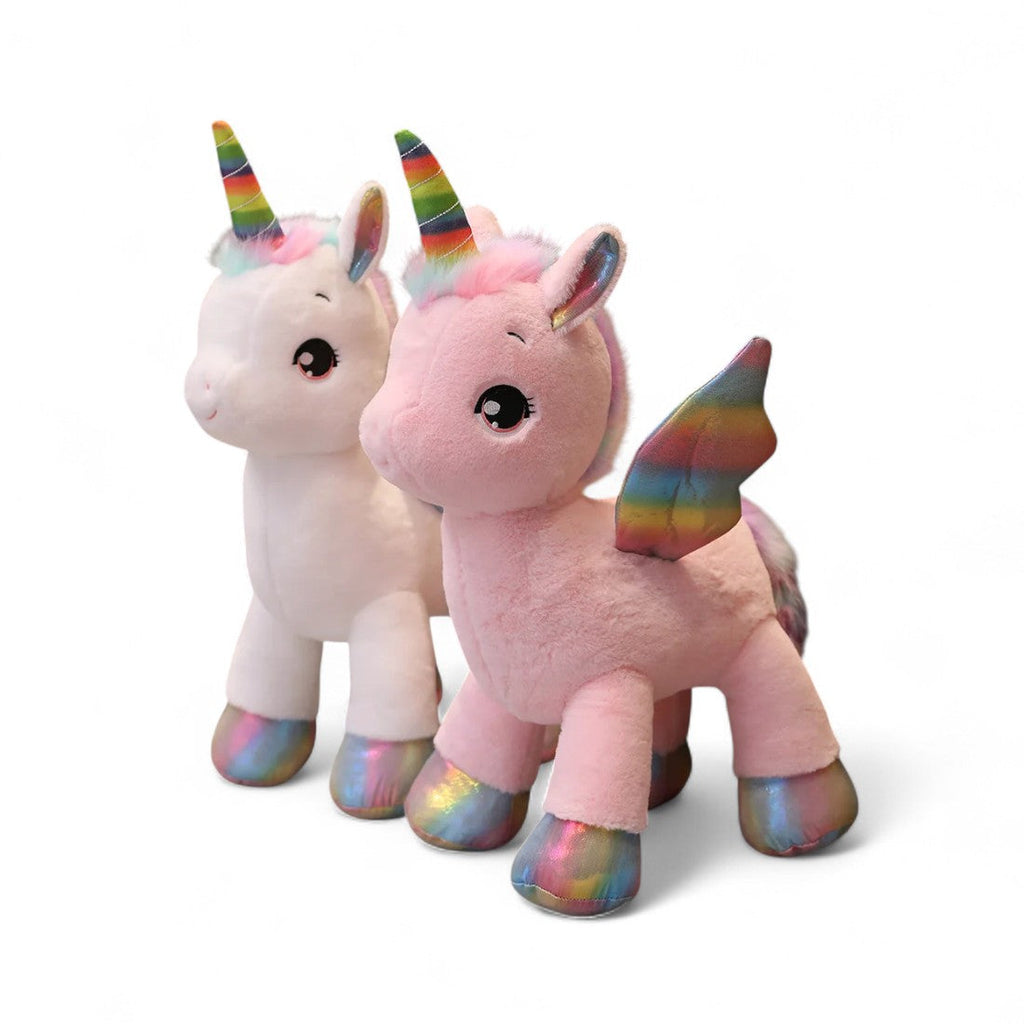 Feenhaftes Einhorn Kuscheltier mit Horn und bunten Flügeln Die Kuschelecke