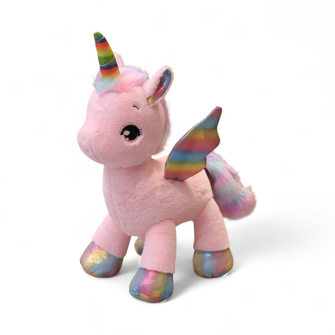 Feenhaftes Einhorn Kuscheltier mit Horn und bunten Flügeln Die Kuschelecke