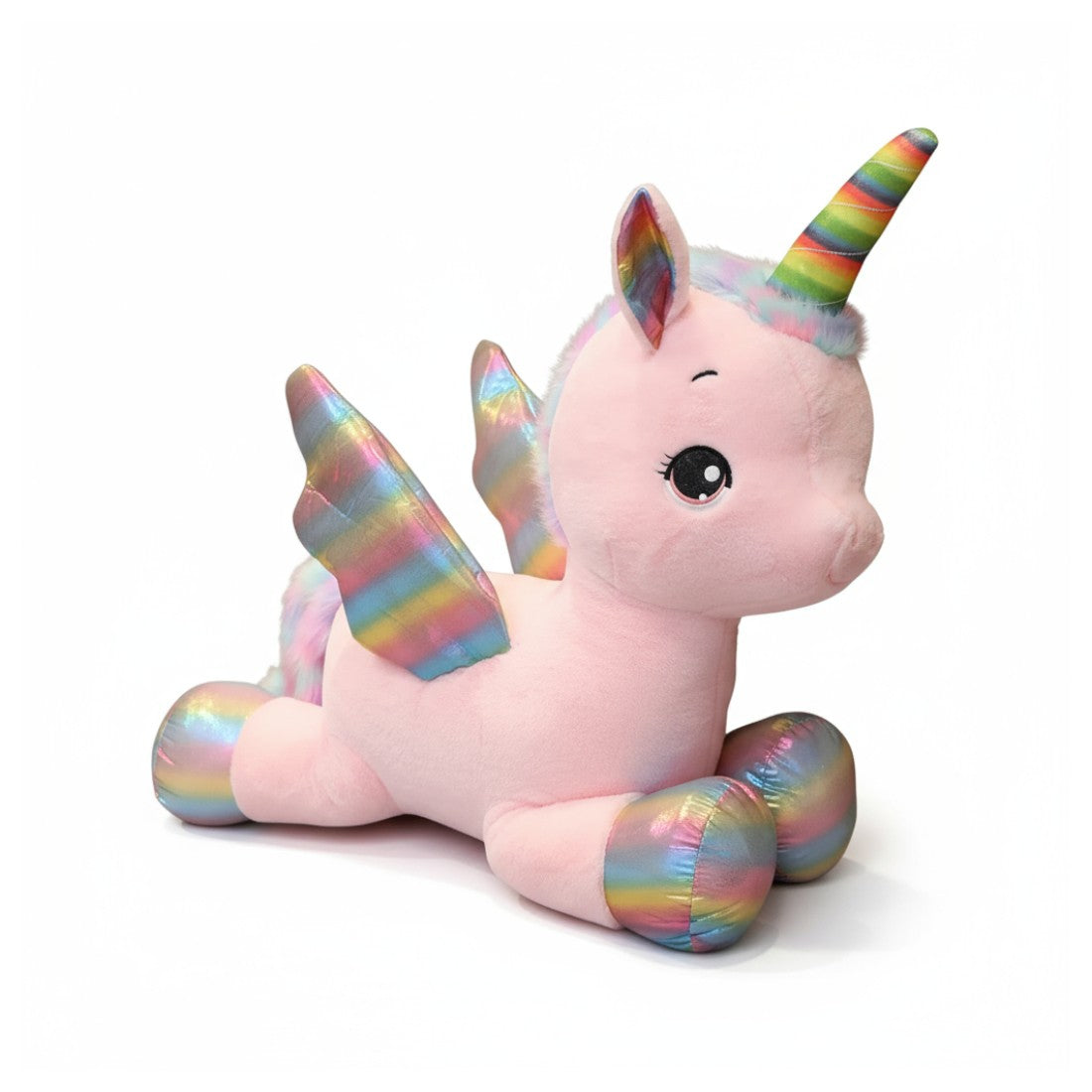 Feenhaftes Einhorn Kuscheltier mit Horn und bunten Flügeln Die Kuschelecke
