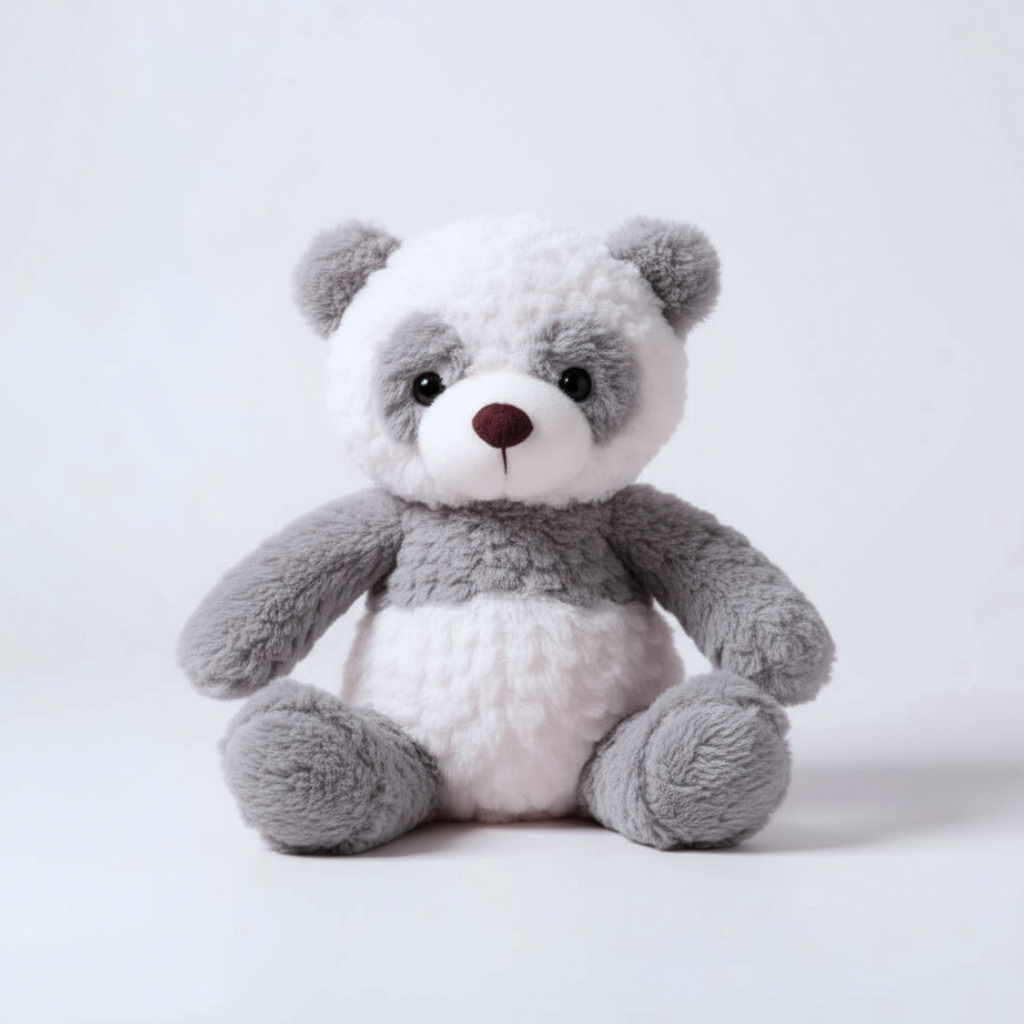 Grauer Panda Kuscheltier weich zum Kuscheln Die Kuschelecke