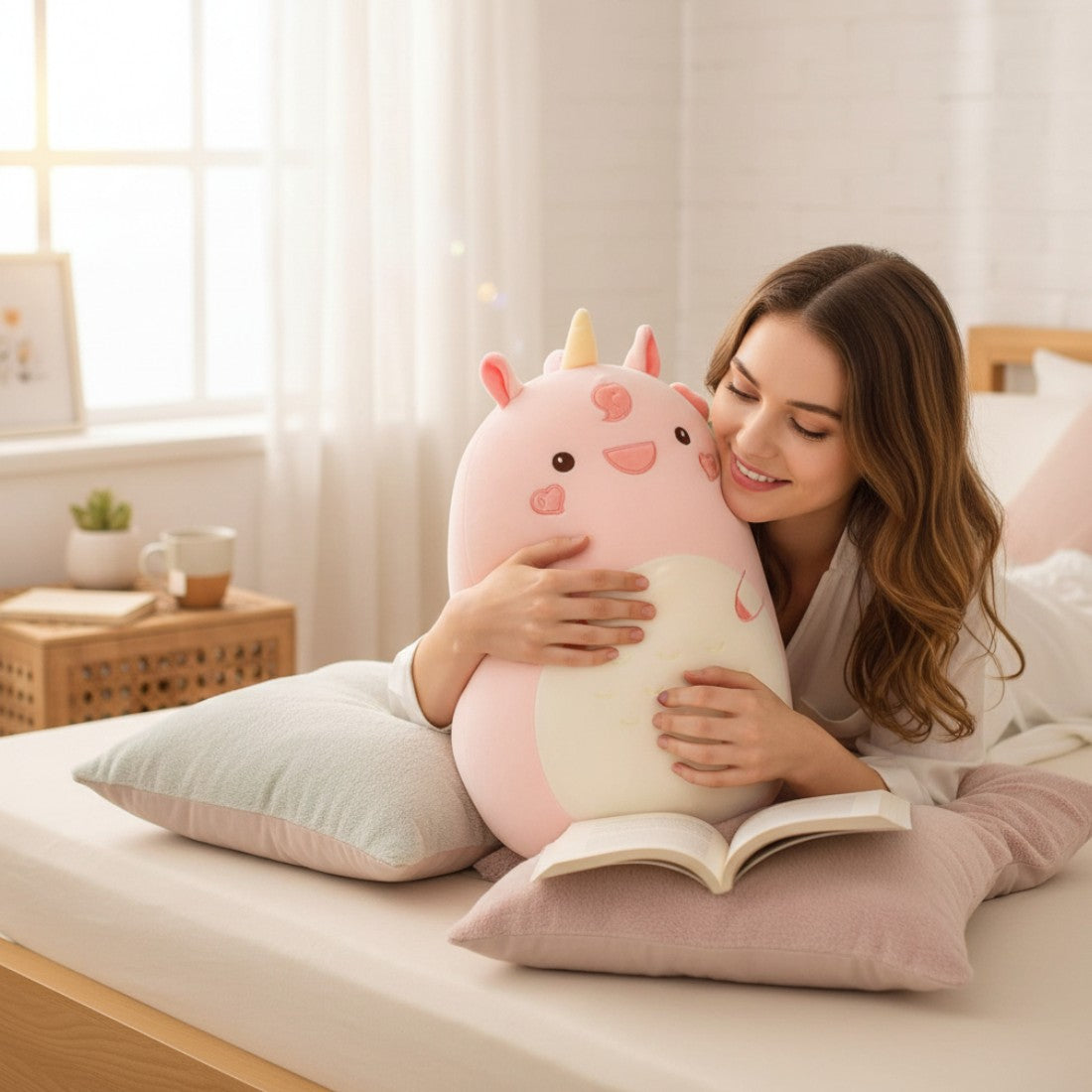 Großes Einhorn Kuscheltier Kissen squishy weich Die Kuschelecke