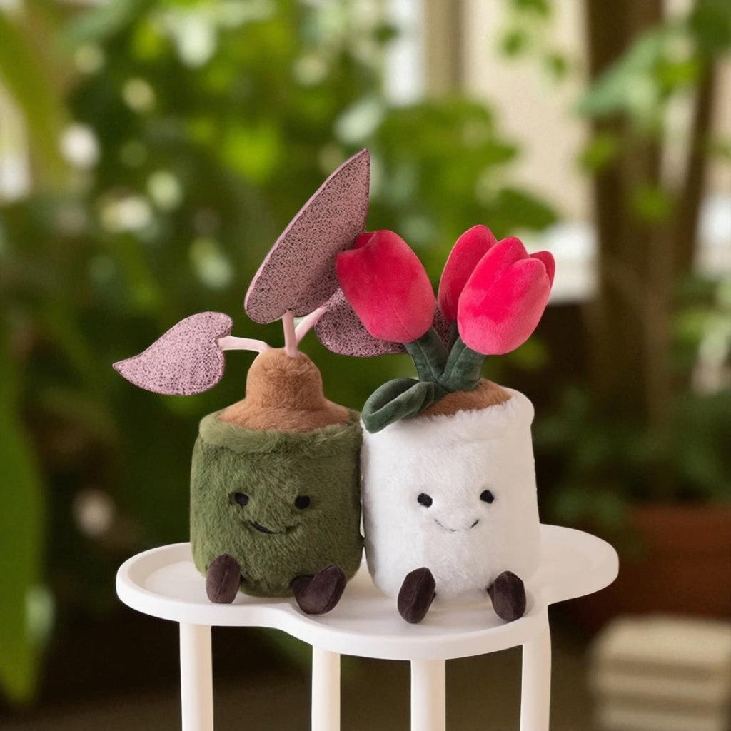 Grüne Pflanze kawaii Kuscheltier im Topf Die Kuschelecke