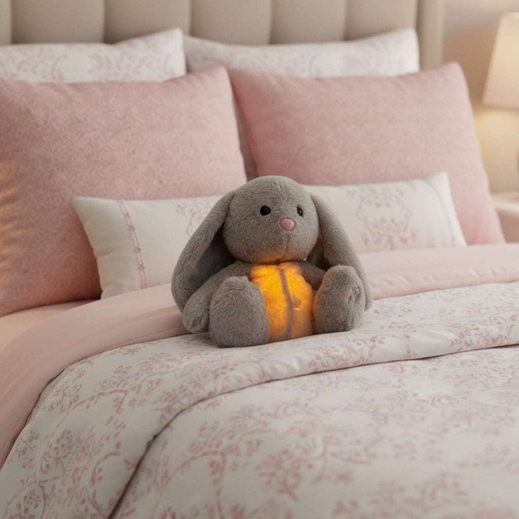 Hase Kuscheltier Nachtlicht atmend entspannend Die Kuschelecke