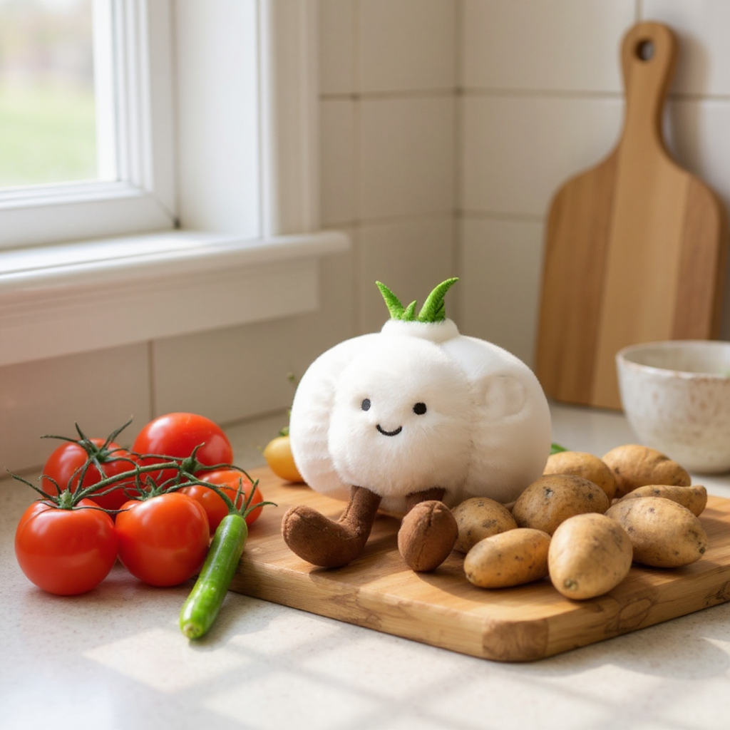 Knoblauch kawaii Kuscheltier weich Die Kuschelecke