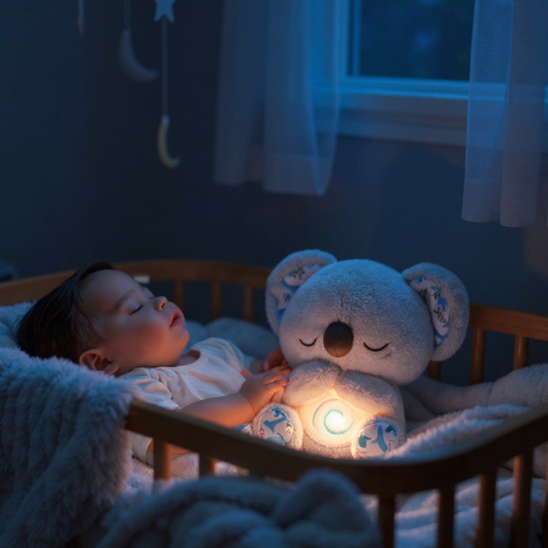 Koala Kuscheltier Nachtlicht atmend beruhigend für Babys Die Kuschelecke