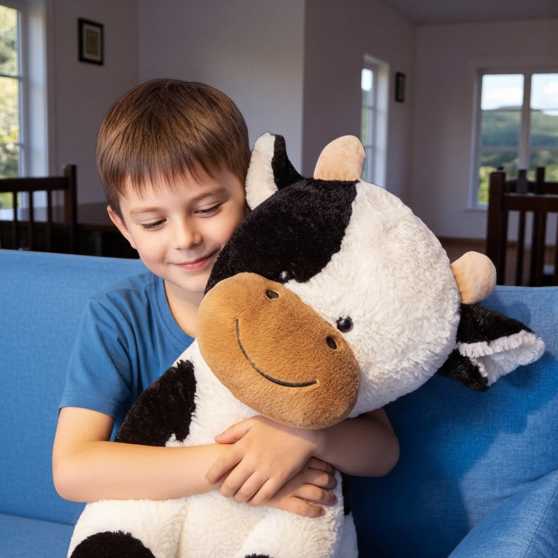 Kuh Kuscheltier mit sanftem Lächeln flauschig Die Kuschelecke