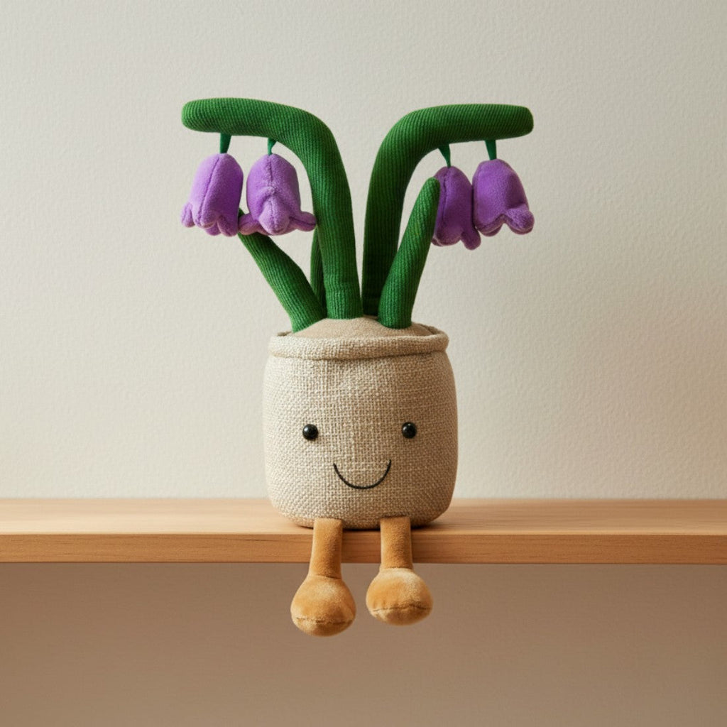 Lila Blumen kawaii Kuscheltier im Topf Die Kuschelecke