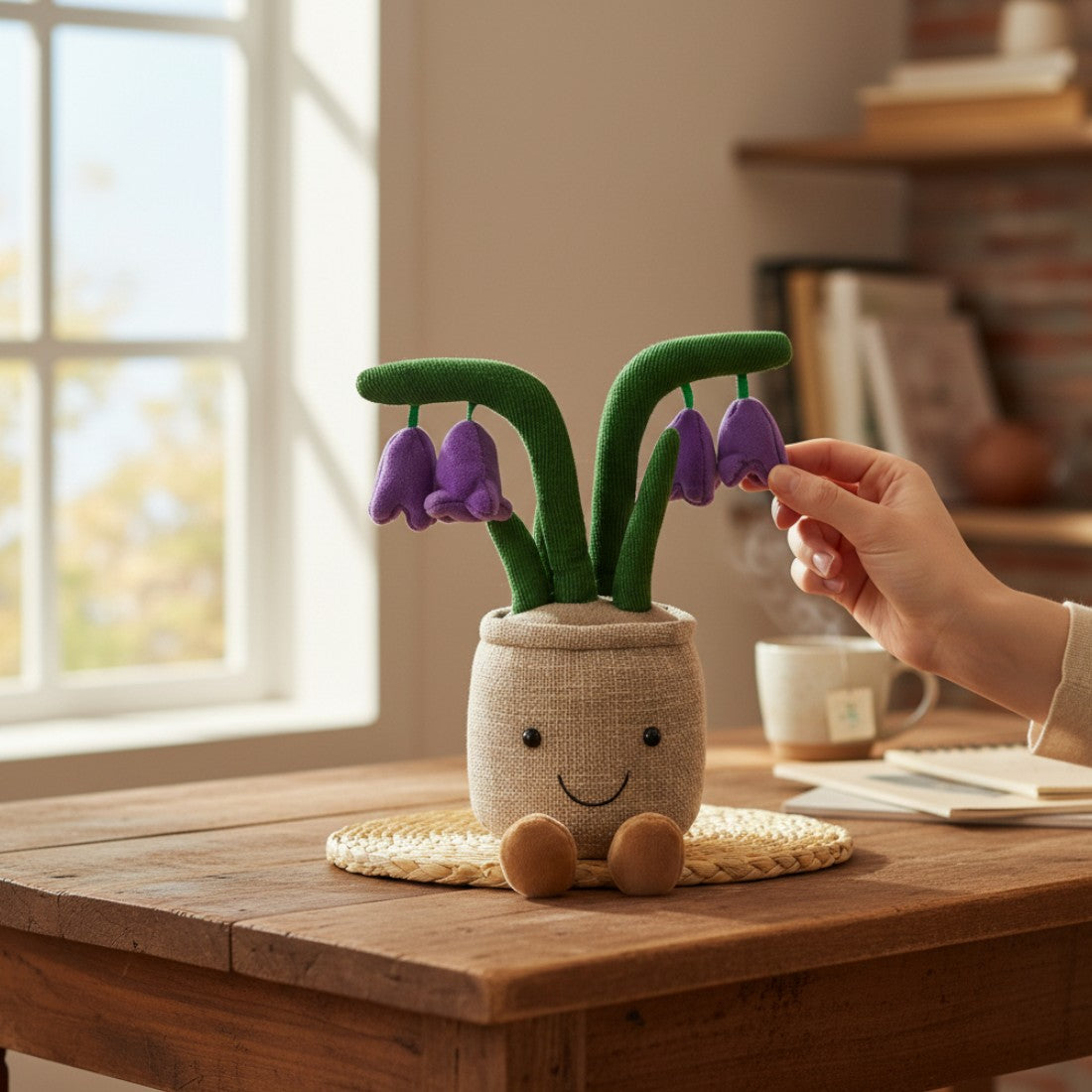 Lila Blumen kawaii Kuscheltier im Topf Die Kuschelecke