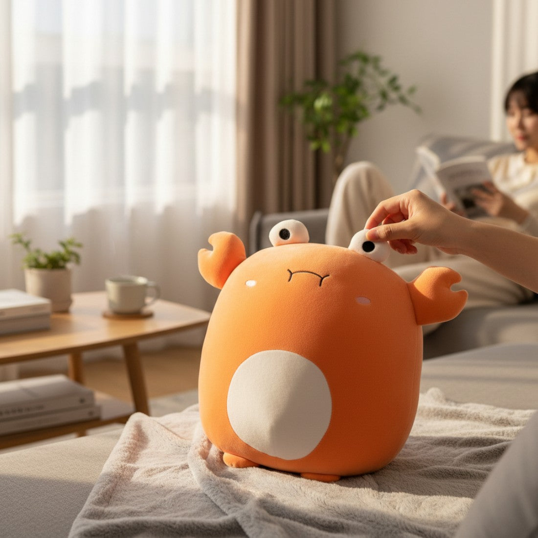 Lustige Krabbe Kuscheltier Kissen weich Die Kuschelecke