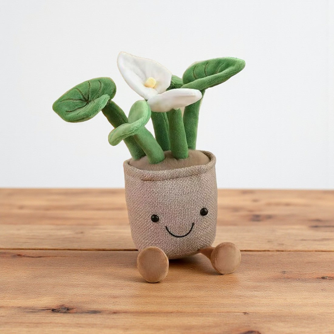Mondblume kawaii Kuscheltier lächelnd im Topf Die Kuschelecke