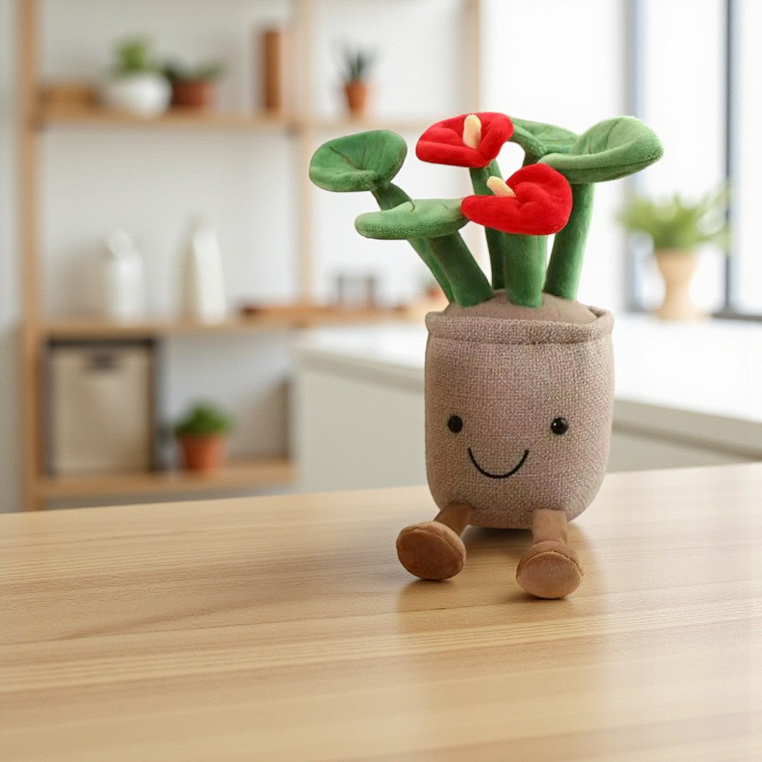 Mondblume kawaii Kuscheltier lächelnd im Topf Die Kuschelecke