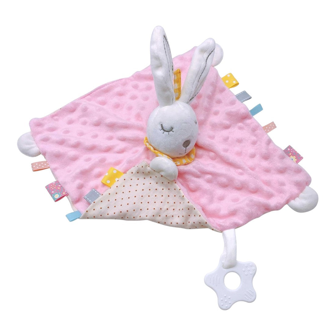 Pastell Hase Schmusetuch Kuscheltier Minky mit Beißring Die Kuschelecke