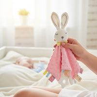 Pastell Hase Schmusetuch Kuscheltier Minky mit Beißring Die Kuschelecke