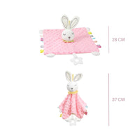 Pastell Hase Schmusetuch Kuscheltier Minky mit Beißring Die Kuschelecke