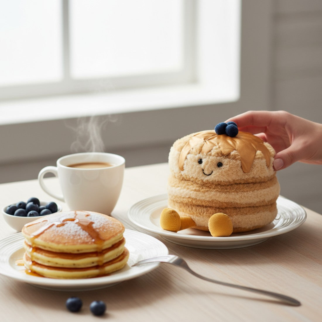 Pfannkuchen kawaii Kuscheltier Frühstück Die Kuschelecke