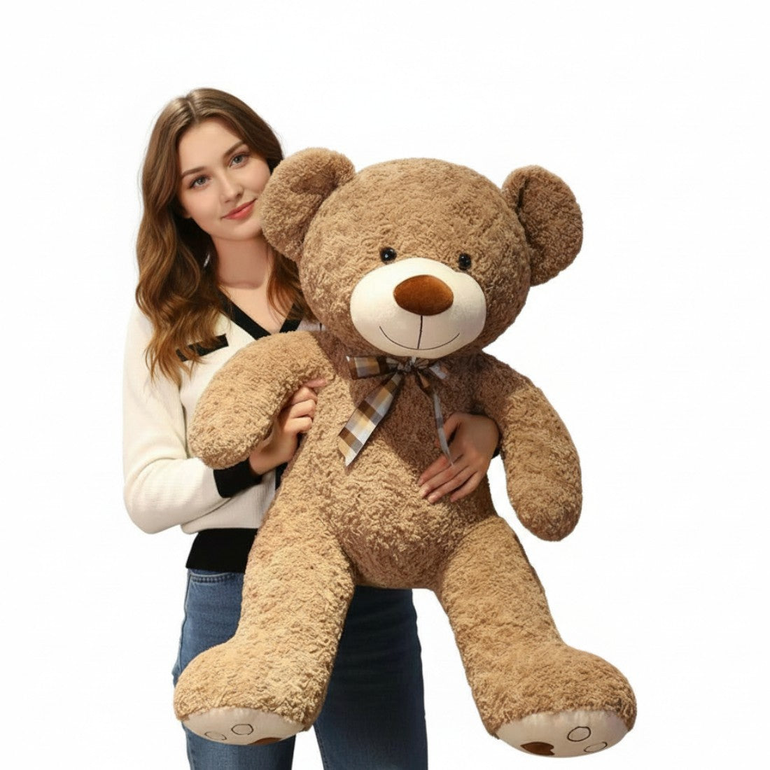 Retro Bow Curly Bear Plush Toy Kuscheltier Club