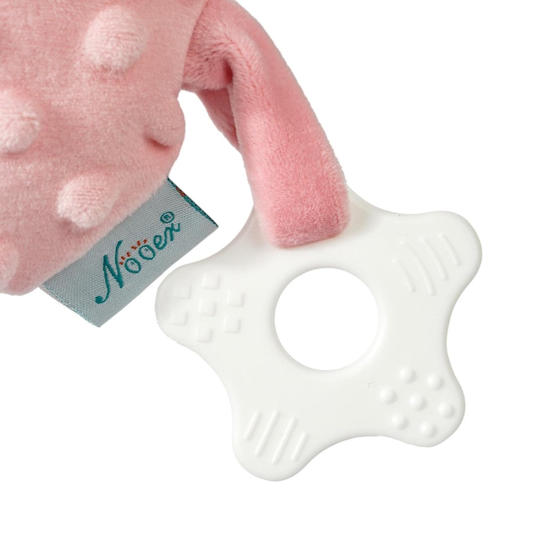 Rosa Hase Kuscheltier Latzhose mit Punkten gestreiftem Kragen Die Kuschelecke