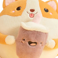Squishy Shiba Inu Kuscheltier Kissen mit Getränk Die Kuschelecke