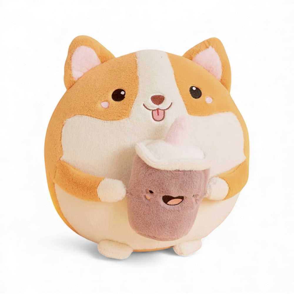 Squishy Shiba Inu Kuscheltier Kissen mit Getränk Die Kuschelecke