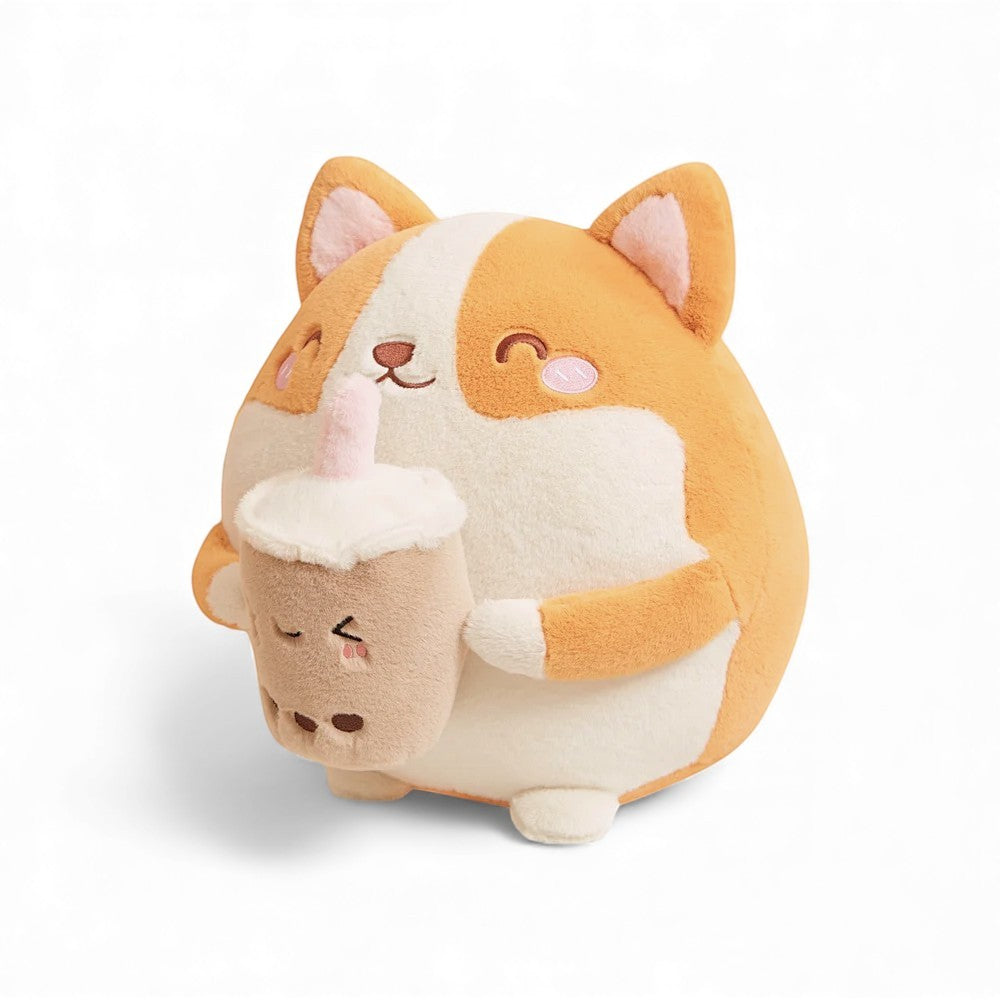 Squishy Shiba Inu Kuscheltier Kissen mit Getränk Die Kuschelecke