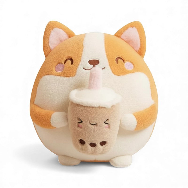 Squishy Shiba Inu Kuscheltier Kissen mit Getränk Die Kuschelecke