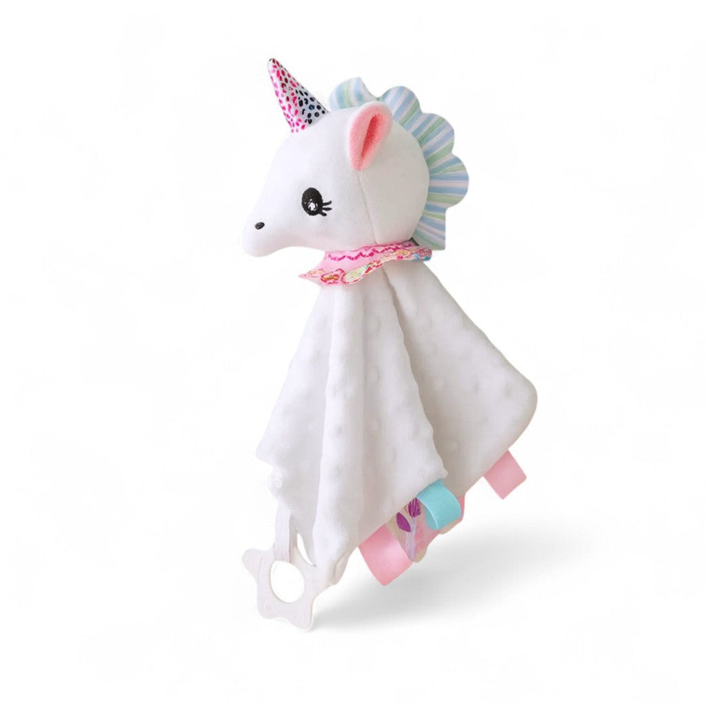 Weißes Einhorn Schmusetuch Kuscheltier für Babys Die Kuschelecke